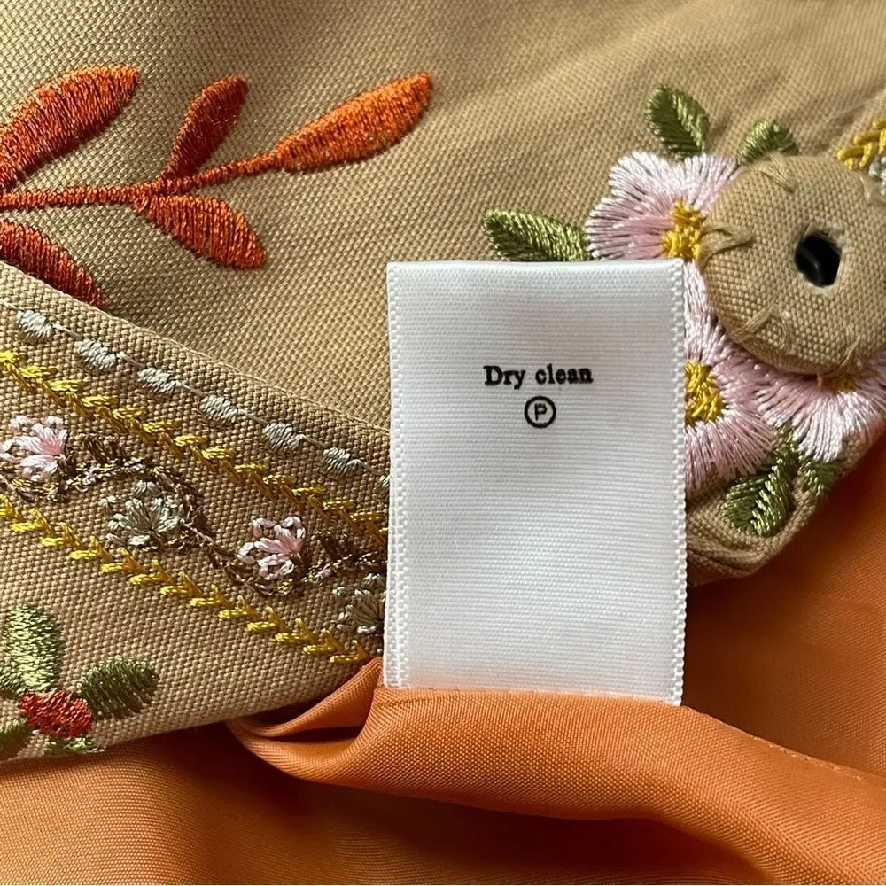 COLDWATER CREEK boho paisley floral embroidered tan coat jacket, size 14 - Picture 16 of 16